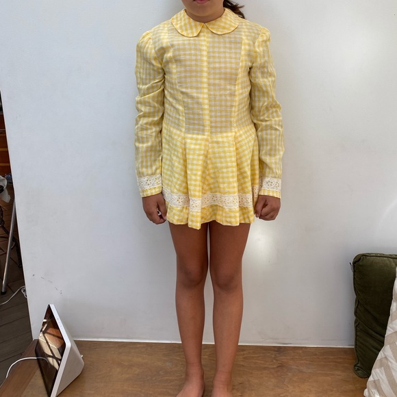 Vintage Yellow gingham skater dress size 8 - Picture 2 of 8